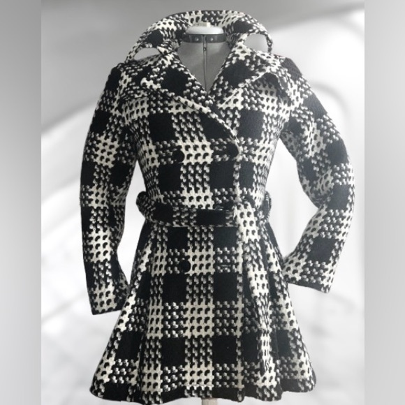 Express Jackets & Blazers - Express checkered/houndstooth wool-blend coat sz sm
